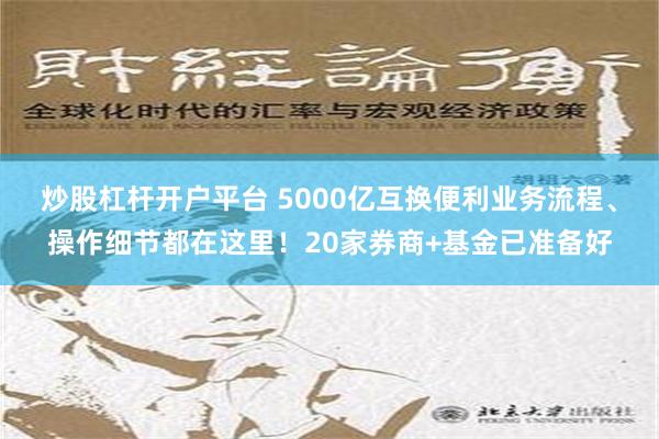 炒股杠杆开户平台 5000亿互换便利业务流程、操作细节都在这里！20家券商+基金已准备好